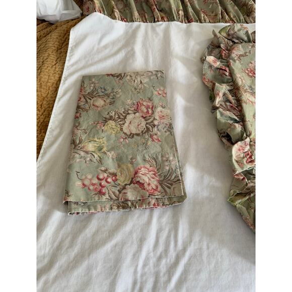 Ralph Lauren Charlotte Green Floral Print Twin Set Sheets Sham & Dust Ruffle - Picture 3 of 9